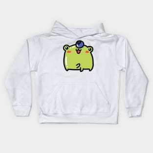 Frog with blueberry hat Kids Hoodie